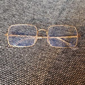 Ray-Ban	Gold Rectangle Glasses Frames RB1969V